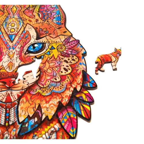 Fa puzzle, színes A5 méretű 93 db-os (hiúz)