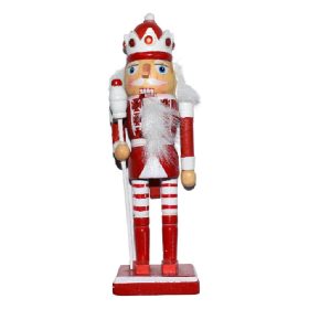 Diótörő 26 cm-es, fehér-piros ruhában, fehér jogarral a kezében   Diótörő 26 cm-es, fehér-piros ruhában, fehér jogarral a kezében