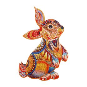 Fa puzzle, színes A5 méretű (nyúl)