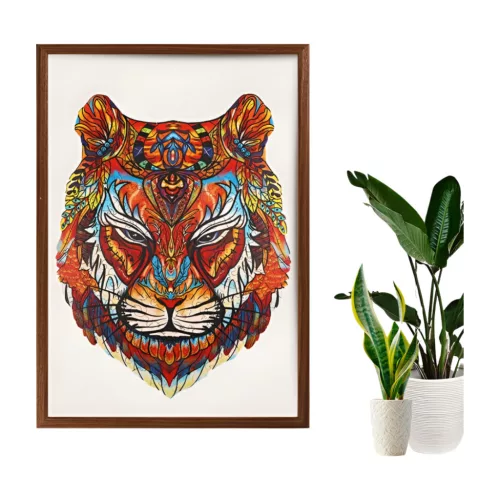 Fa puzzle, színes A5 méretű (tigris)