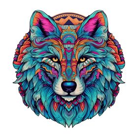 Fa puzzle, színes A5 méretű (farkas)