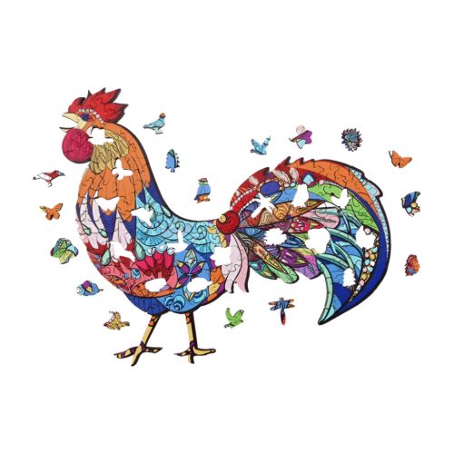 Fa puzzle, színes A4 méretű (kakas)