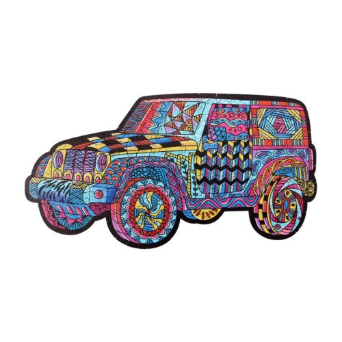 Fa puzzle, színes A5 méretű (autó)