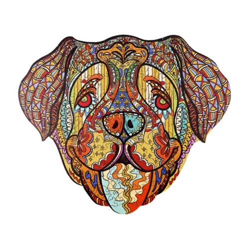 Fa puzzle, színes A5 méretű (kutya)