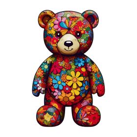 Fa puzzle, színes A4 méretű (medve)