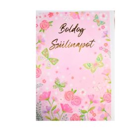 Üdvözlőkártya - rózsaszín alapon, boldog szülinapot felirattal (pillangós)(Képeslap)   Üdvözlőkártya - rózsaszín alapon, boldog szülinapot felirattal (pillangós)(Képeslap)