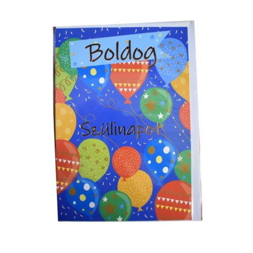 Üdvözlőkártya - kék alapon, boldog szülinapot felirattal (Képeslap)