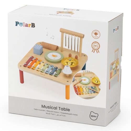 Multifunkciós aktív asztal hangszerekkel, madárkás (PolarB)