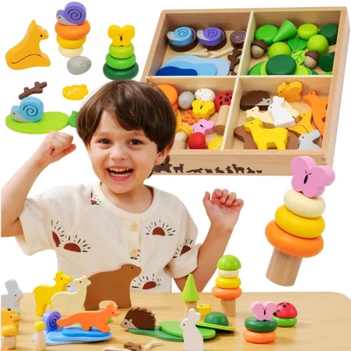 Erdő építőjáték fadobozban (58 db-os)