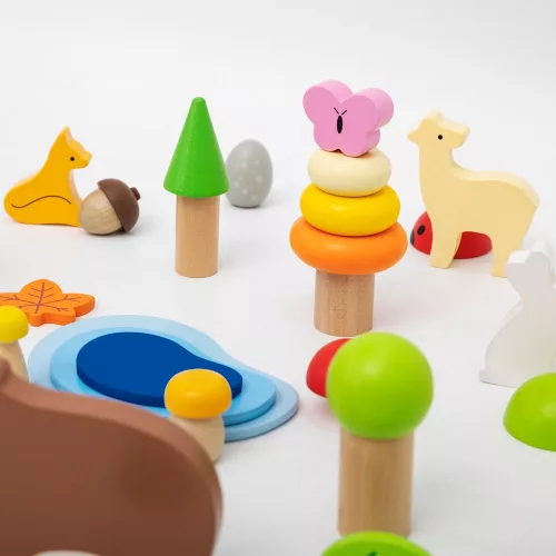 Erdő építőjáték fadobozban (58 db-os)