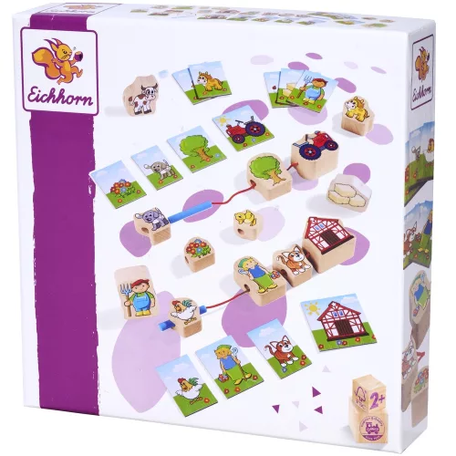 Eichhorn Fűzős fajáték 13 db-os (farmos)