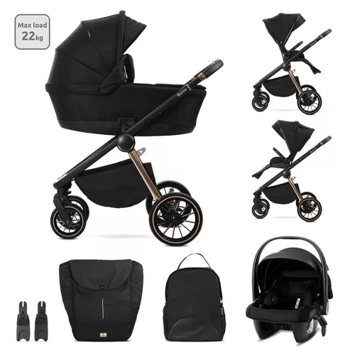 Lorelli Bianca 3az1-ben újszülött babakocsi Lorelli Aria Luxe hordozóval - Black (2 doboz)