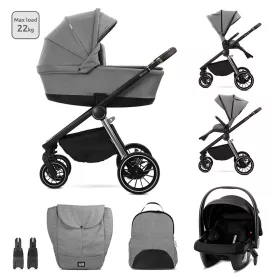   Lorelli Bianca 3az1-ben újszülött babakocsi Lorelli Aria Luxe hordozóval - Grey (2 doboz)