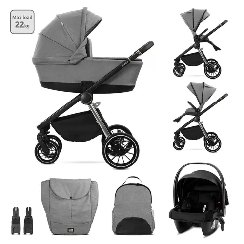 Lorelli Bianca 3az1-ben újszülött babakocsi Lorelli Aria Luxe hordozóval - Grey (2 doboz)