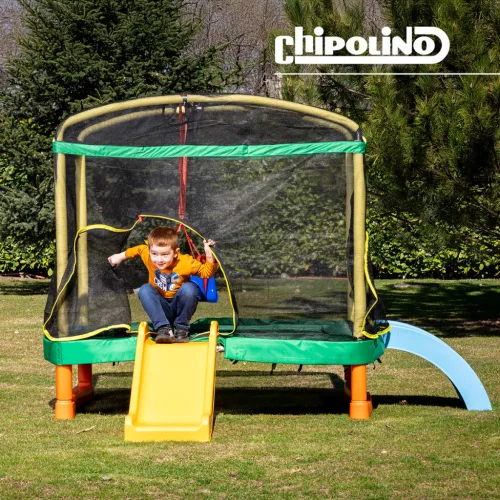 Chipolino Playground Trambulin 200 cm csúszdával, létrával - green