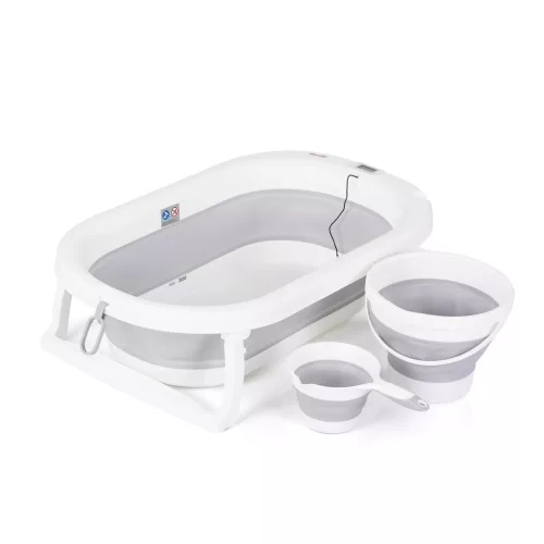 Chipolino Bubble Spa összecsukható kád vízhőmérővel, vödörrel és öblítőpohárral 83 cm - light grey