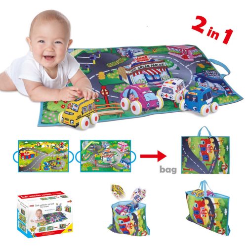 Chipolino hordozható játszószőnyeg 4 autóval