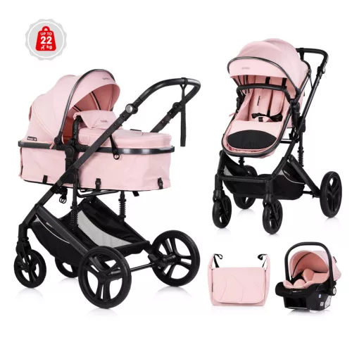 Chipolino Amore babakocsi mózessé alakítható sportrésszel - Powder pink