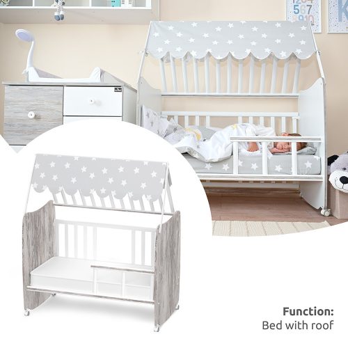 Lorelli Stars ringatható kiságy 60x120 - White / Artwood