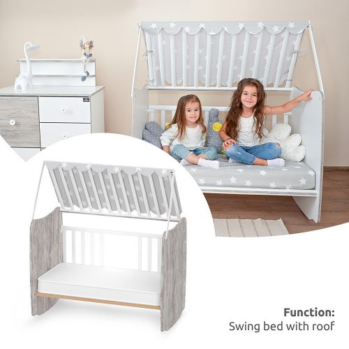 Lorelli Stars ringatható kiságy 60x120 - White / Artwood