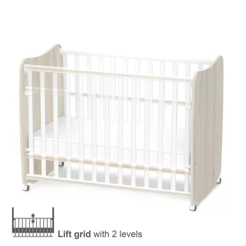 Lorelli Stars ringatható kiságy 60x120 - White / Light oak
