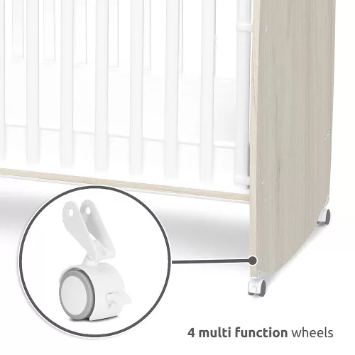 Lorelli Stars ringatható kiságy 60x120 - White / Light oak
