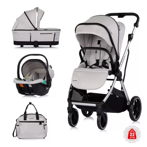 Chipolino Aurora 3az1-ben multifunkciós babakocsi - Platinum