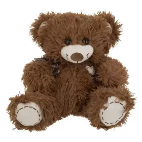Barna plüss mackó - kockás masnival - 38cm