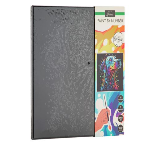 Nassau festés számok szerint fekete vászonra, Kutya 30 x30 cm CraftArt