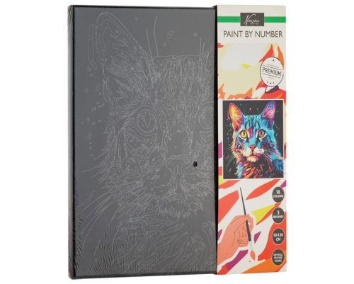 Nassau festés számok szerint fekete vászonra, Macska 30 x30 cm CraftArt
