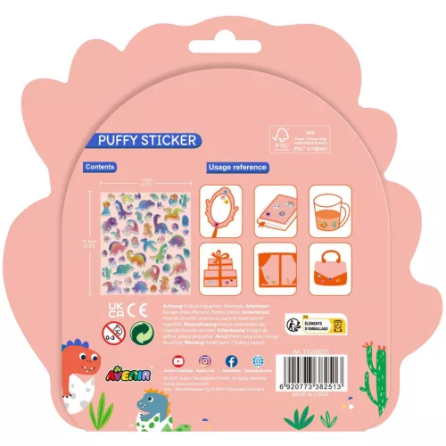 3D  fényes matrica  készlet, Dinoszauruszok Avenir