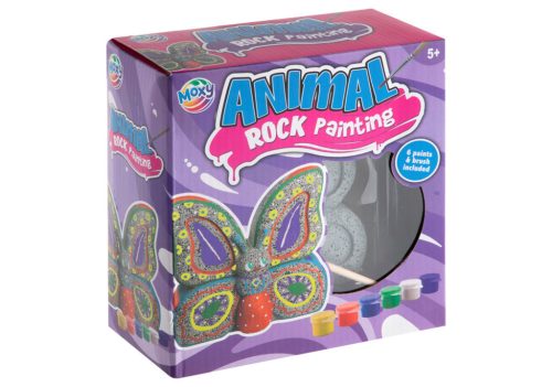 Moxy Kavics figura kifestő készlet festékkel és ecsettel, Pillangó Grafix