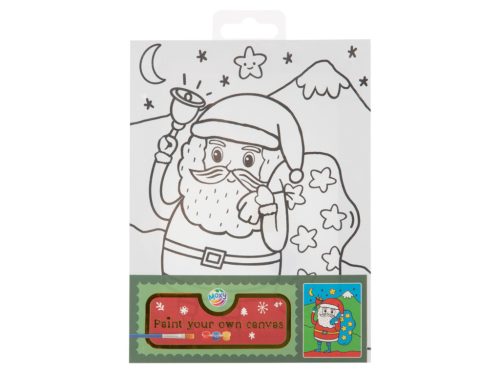Moxy vászonkép kifestő 3 színnel és ecsettel 20x15 cm, Mikulás csengővel Grafix