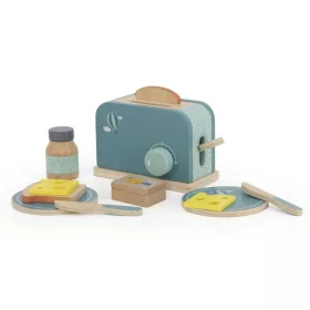   Label-Label kenyérpirító kiegészítőkkel, zöld színben - Fa játék szerepjáték