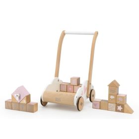 Label-Label járássegítő kocsi, Rózsaszín építőelemekkel   Label-Label járássegítő kocsi, Rózsaszín építőelemekkel