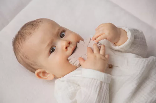 Label-Label -Silicone & Wood napraforgó alakú rágóka- Rózsaszín