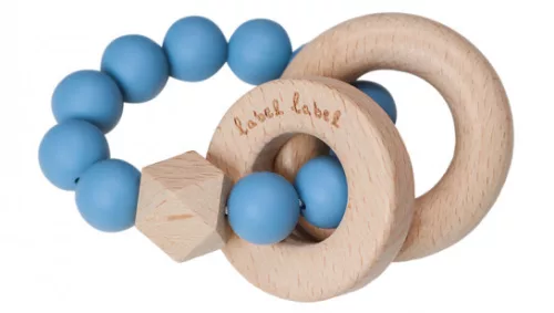 Label-Label - Silicone & Wood rágóka- Kék gyöngyök