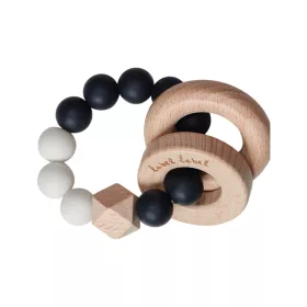   Label-Label -Silicone & Wood rágóka- Fekete-fehér gyöngyök