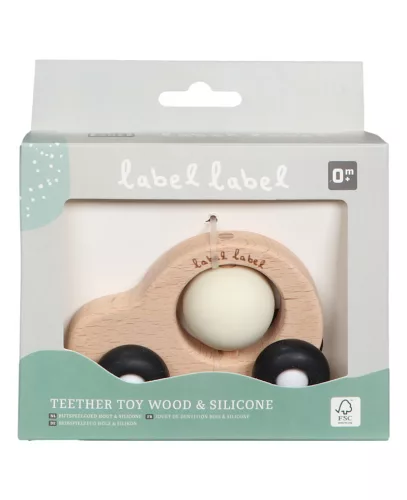 Label-Label -Silicone & Wood rágóka - Kisautó