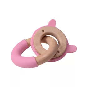 Label-Label - Silicone & Wood gyűrűs rágóka - Macis