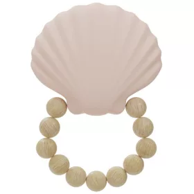   Label Label - Silicone & Wood kagyló alakzatú rágóka - rózsaszín