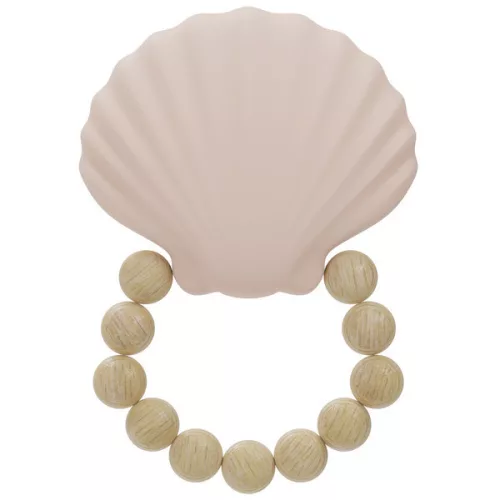 Label Label - Silicone & Wood kagyló alakzatú rágóka - rózsaszín