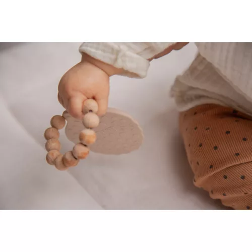 Label Label - Silicone & Wood kagyló alakzatú rágóka -nugát szín