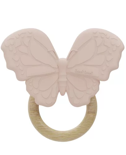 Label Label -Silicone & Wood pillangó alakú rágóka- Rózsaszín 