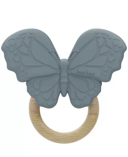 Label Label -Silicone & Wood pillangó alakú rágóka- kék színű
