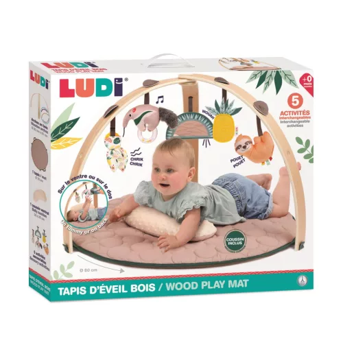 LUDI Kör alakú játsószőnyeg fa boltívekkel - Bézs