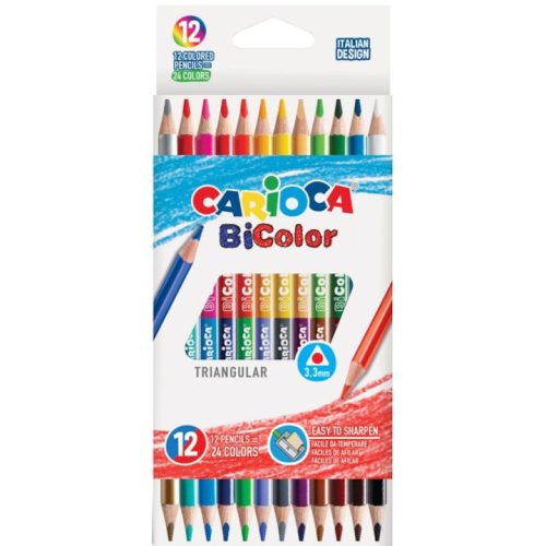 Carioca - Kétvégű háromszögletű színes ceruza 12 db-os