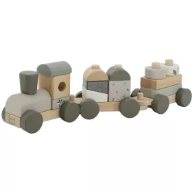   Label -Label Fa játékvonat építőelemekkel - Oliva színben