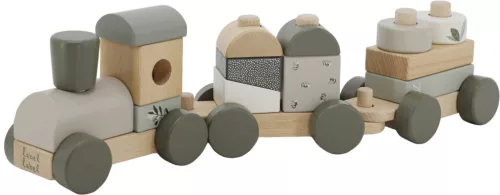 Label -Label Fa játékvonat építőelemekkel - Oliva színben