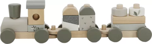 Label -Label Fa játékvonat építőelemekkel - Oliva színben